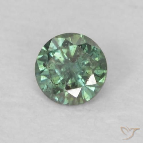 0.05 ct Green Diamond Stone, Natural Diamond in Diamond-Cut Shape for Sale