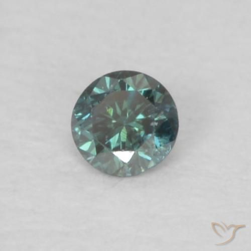0.03 ct Green Diamond Stone, Natural Diamond in Diamond-Cut Shape for Sale