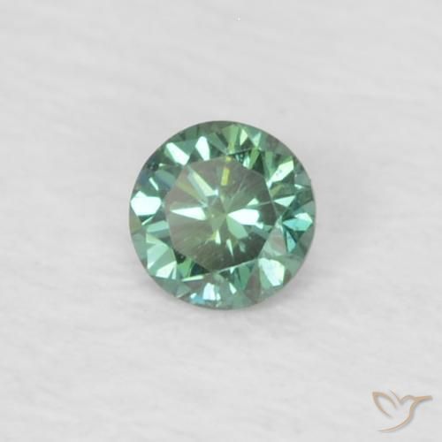 0.04 ct Green Diamond Stone, Natural Diamond in Diamond-Cut Shape for Sale