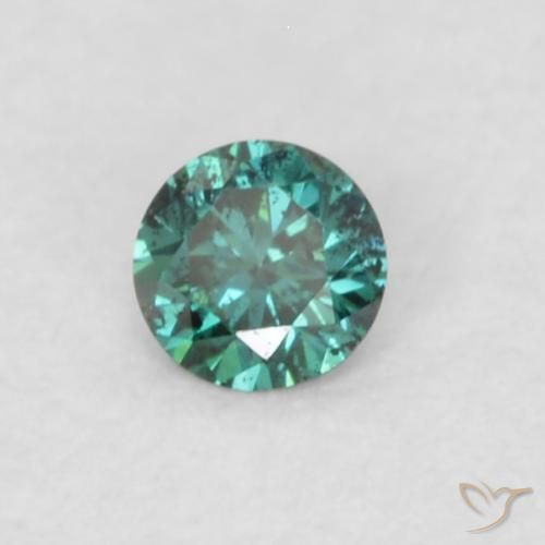 0.03 ct Green Diamond Stone, Natural Diamond in Diamond-Cut Shape for Sale