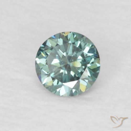 0.06 ct Green Diamond Stone, Natural Diamond in Diamond-Cut Shape for Sale