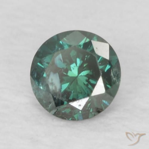 0.11 ct Green Diamond Stone, Natural Diamond in Diamond-Cut Shape for Sale