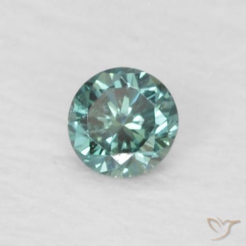 0.04 ct Green Diamond Stone, Natural Diamond in Diamond-Cut Shape for Sale