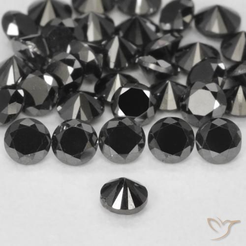 Diamond Gemstones in 2.1 mm (calibrated) Size for Sale, Diamond Stones in Black Color