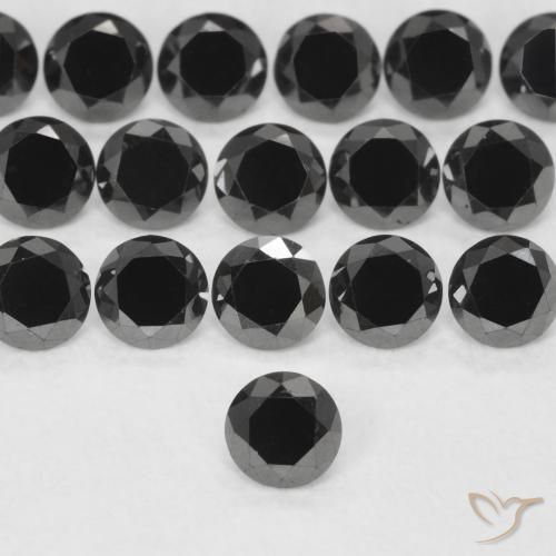 0,14 ct schwarzer Diamant, 3 mm Diamantschliff aus Indien, Photo A