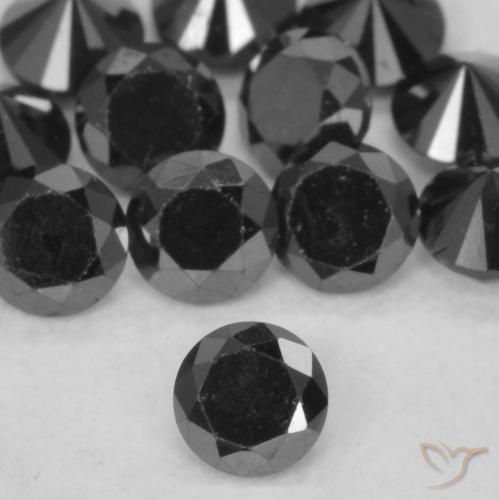 1.40 ctw Black Diamond Stones, Natural Diamond in Diamond-Cut Shape for Sale