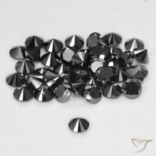 Diamond Gemstones in 2.4 mm (calibrated) Size for Sale, Diamond Stones in Black Color