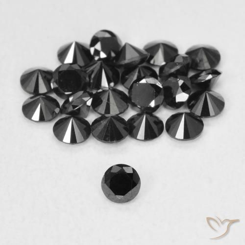 0.07ct Natural Black Diamond, Round, Opaque