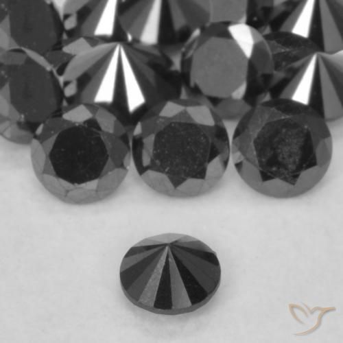 Diamond Gemstones in 2.3 mm (calibrated) Size for Sale, Diamond Stones in Black Color