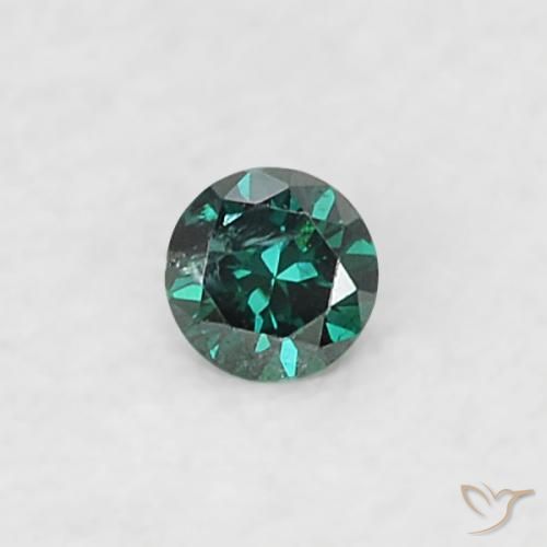 0.02 ct Green Diamond Stone, Natural Diamond in Diamond-Cut Shape for Sale