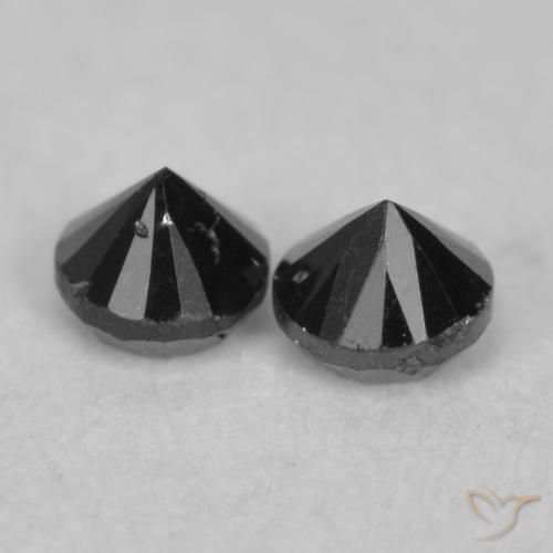 Diamond Gemstones in 2.1 mm (calibrated) Size for Sale, Diamond Stones in Black Color