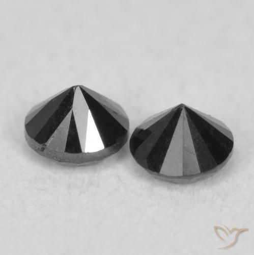 Diamond Gemstones in 2.1 mm (calibrated) Size for Sale, Diamond Stones in Black Color