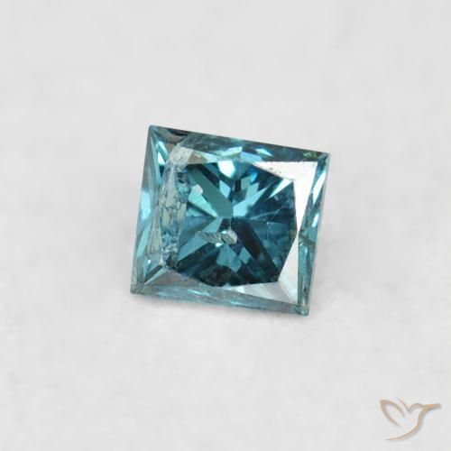 0.06 ct Blue Diamond Stone, Natural Diamond in Princess-Cut Shape for Sale