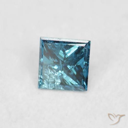 0.05 ct Blue Diamond Stone, Natural Diamond in Princess-Cut Shape for Sale