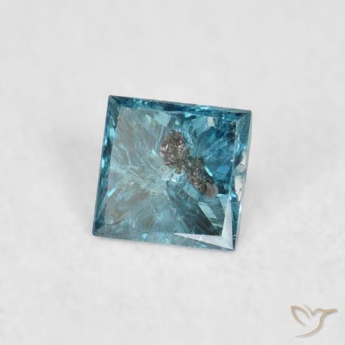 0.07 ct Blue Diamond Stone, Natural Diamond in Princess-Cut Shape for Sale