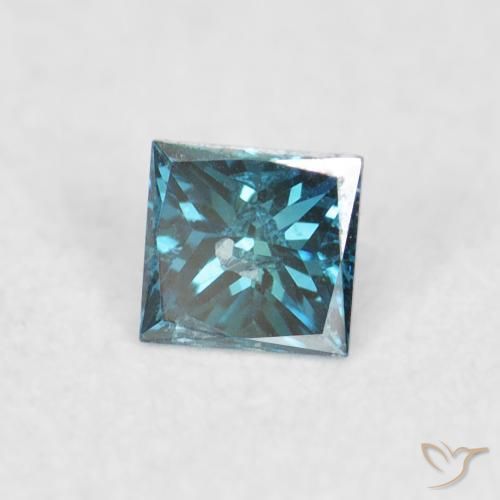 0.06 ct Blue Diamond Stone, Natural Diamond in Princess-Cut Shape for Sale