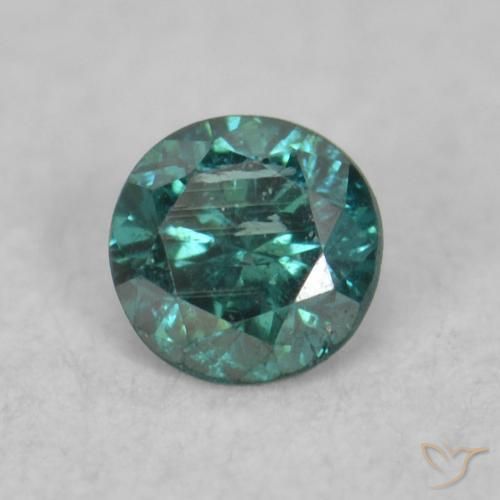 0.06 ct Green Diamond Stone, Natural Diamond in Diamond-Cut Shape for Sale