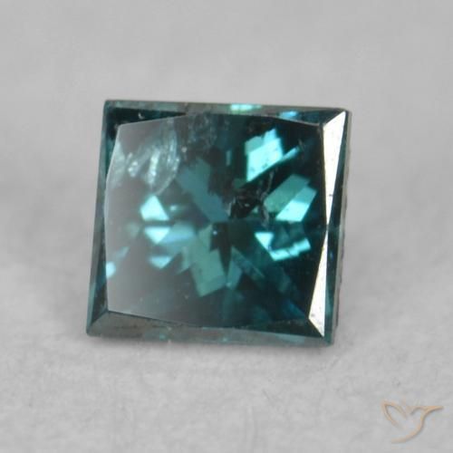 0.07 ct Green Diamond Stone, Natural Diamond in Princess-Cut Shape for Sale