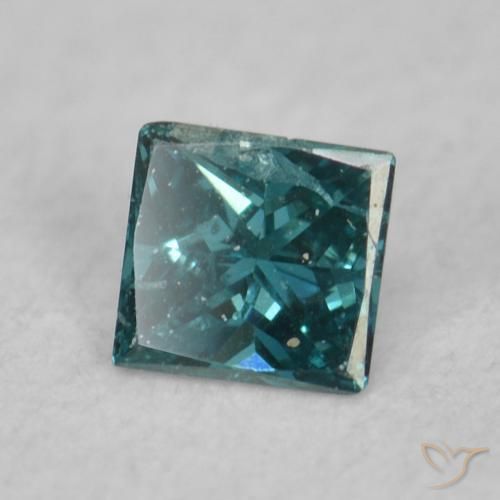 0.05 ct Green Diamond Stone, Natural Diamond in Princess-Cut Shape for Sale