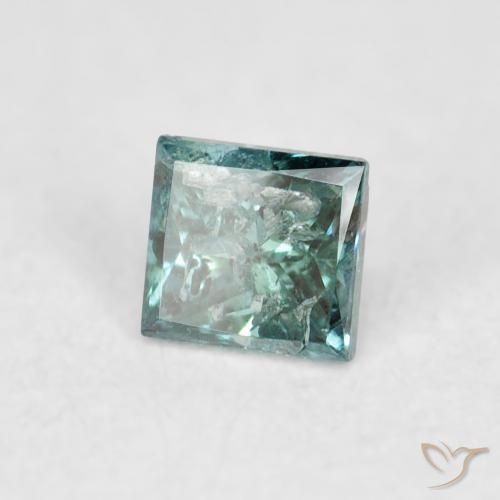 0.07 ct Green Diamond Stone, Natural Diamond in Princess-Cut Shape for Sale