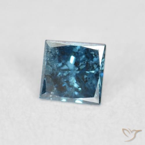 0.06 ct Blue Diamond Stone, Natural Diamond in Princess-Cut Shape for Sale