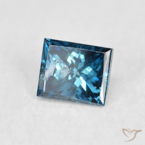 0.08 ct Blue Diamond Stone, Natural Diamond in Princess-Cut Shape for Sale