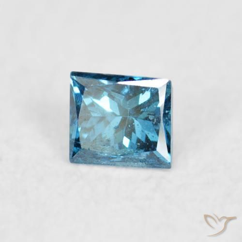 0.05 ct Blue Diamond Stone, Natural Diamond in Princess-Cut Shape for Sale