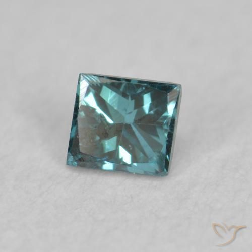 0.07 ct Blue Diamond Stone, Natural Diamond in Princess-Cut Shape for Sale