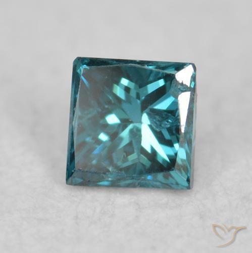 0.06 ct Blue Diamond Stone, Natural Diamond in Princess-Cut Shape for Sale