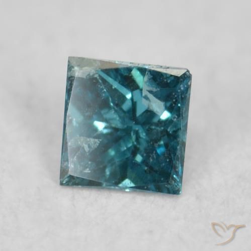 0.03 ct Blue Diamond Stone, Natural Diamond in Princess-Cut Shape for Sale