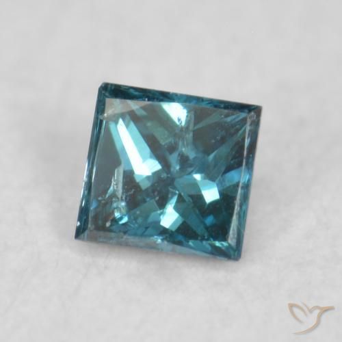 0.03 ct Blue Diamond Stone, Natural Diamond in Princess-Cut Shape for Sale
