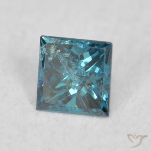0.04 ct Blue Diamond Stone, Natural Diamond in Princess-Cut Shape for Sale