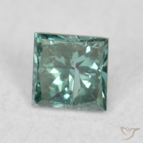 0.08 ct Green Diamond Stone, Natural Diamond in Princess-Cut Shape for Sale