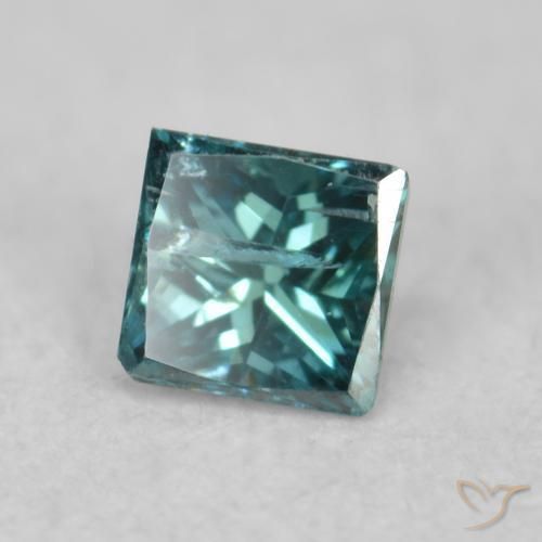 0.07 ct Blue Diamond Stone, Natural Diamond in Princess-Cut Shape for Sale