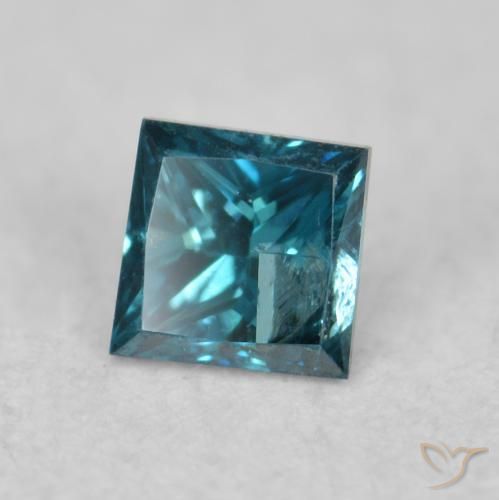 0.07 ct Blue Diamond Stone, Natural Diamond in Princess-Cut Shape for Sale
