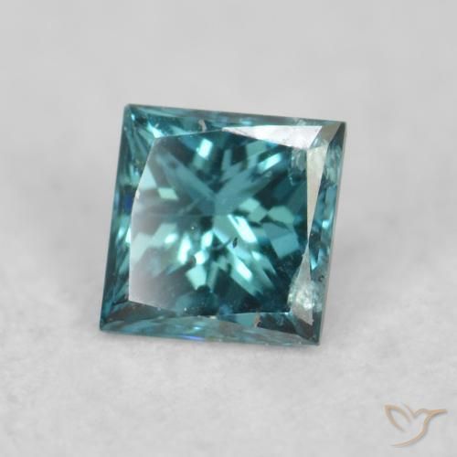 0.08 ct Blue Diamond Stone, Natural Diamond in Princess-Cut Shape for Sale
