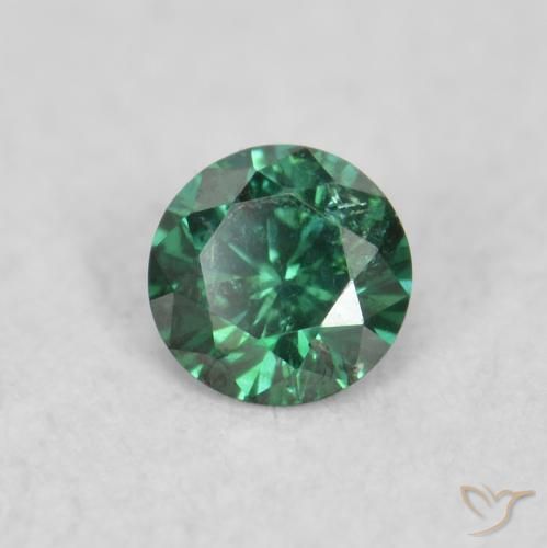 0.05 ct Green Diamond Stone, Natural Diamond in Diamond-Cut Shape for Sale