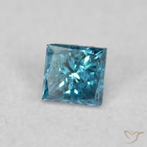 0.03 ct Blue Diamond Stone, Natural Diamond in Princess-Cut Shape for Sale