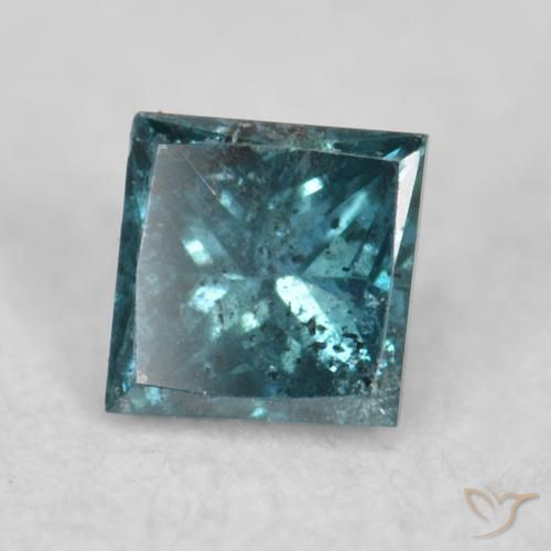 0.08 ct Blue Diamond Stone, Natural Diamond in Princess-Cut Shape for Sale