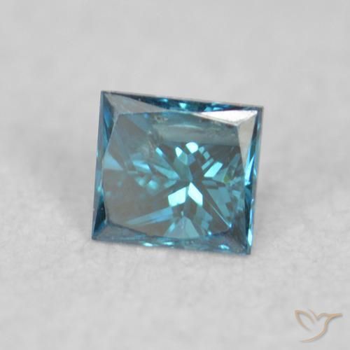 0.04 ct Blue Diamond Stone, Natural Diamond in Princess-Cut Shape for Sale