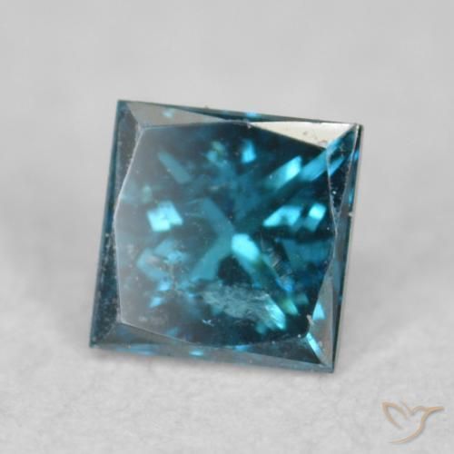 0.07 ct Blue Diamond Stone, Natural Diamond in Princess-Cut Shape for Sale