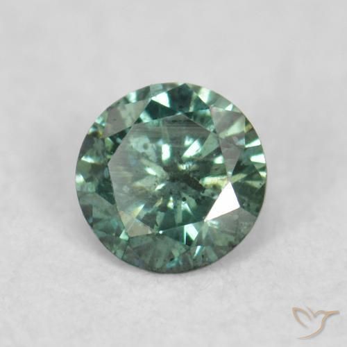 0.06 ct Green Diamond Stone, Natural Diamond in Diamond-Cut Shape for Sale