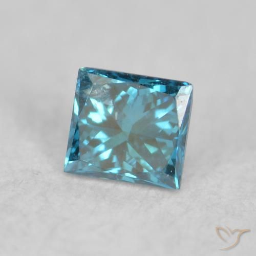0.06 ct Blue Diamond Stone, Natural Diamond in Princess-Cut Shape for Sale