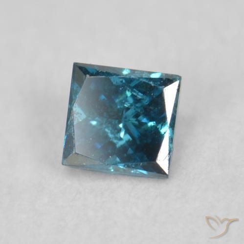 0.08 ct Blue Diamond Stone, Natural Diamond in Princess-Cut Shape for Sale