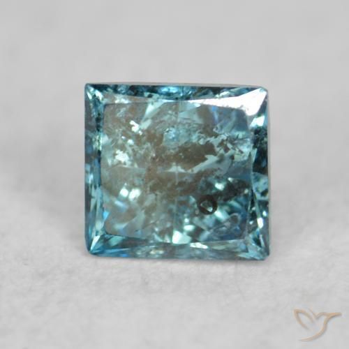 0.09 ct Blue Diamond Stone, Natural Diamond in Princess-Cut Shape for Sale