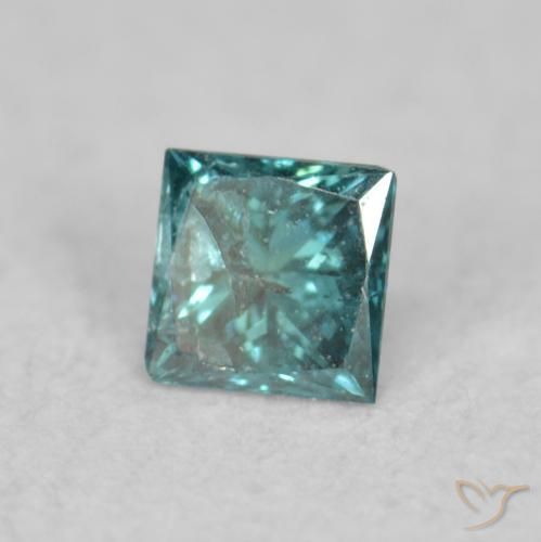 0.03 ct Green Diamond Stone, Natural Diamond in Princess-Cut Shape for Sale