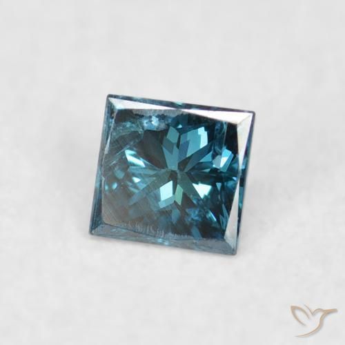 0.07 ct Blue Diamond Stone, Natural Diamond in Princess-Cut Shape for Sale