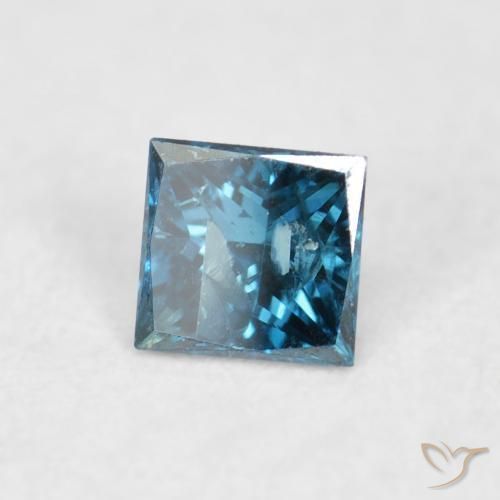 0.07 ct Blue Diamond Stone, Natural Diamond in Princess-Cut Shape for Sale