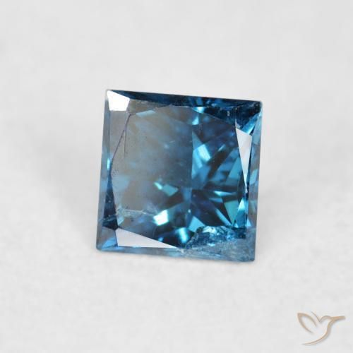 0.08 ct Blue Diamond Stone, Natural Diamond in Princess-Cut Shape for Sale