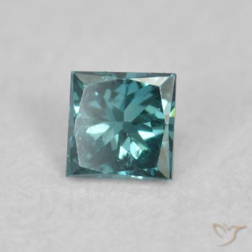 0.04 ct Green Diamond Stone, Natural Diamond in Princess-Cut Shape for Sale